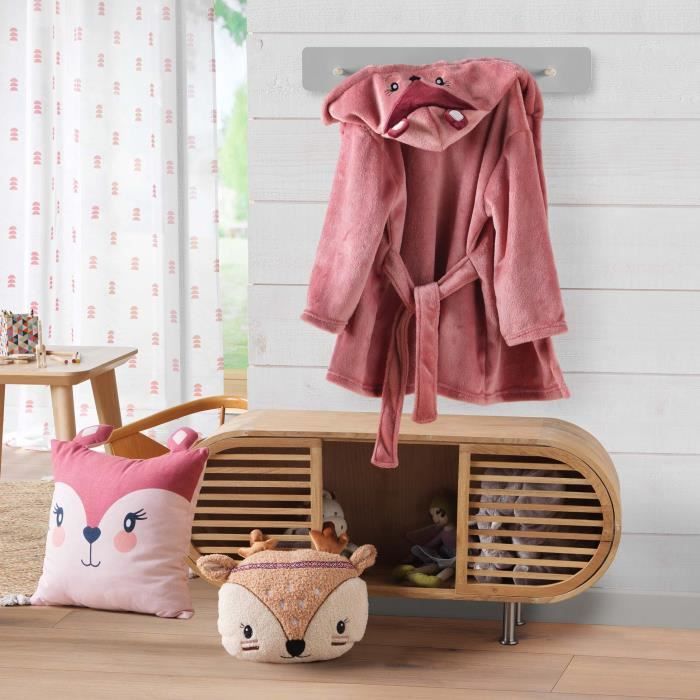 Coussin décoratif - Petite biche - 40 x 40 cm - Rose - Non déhoussable - Uni verso