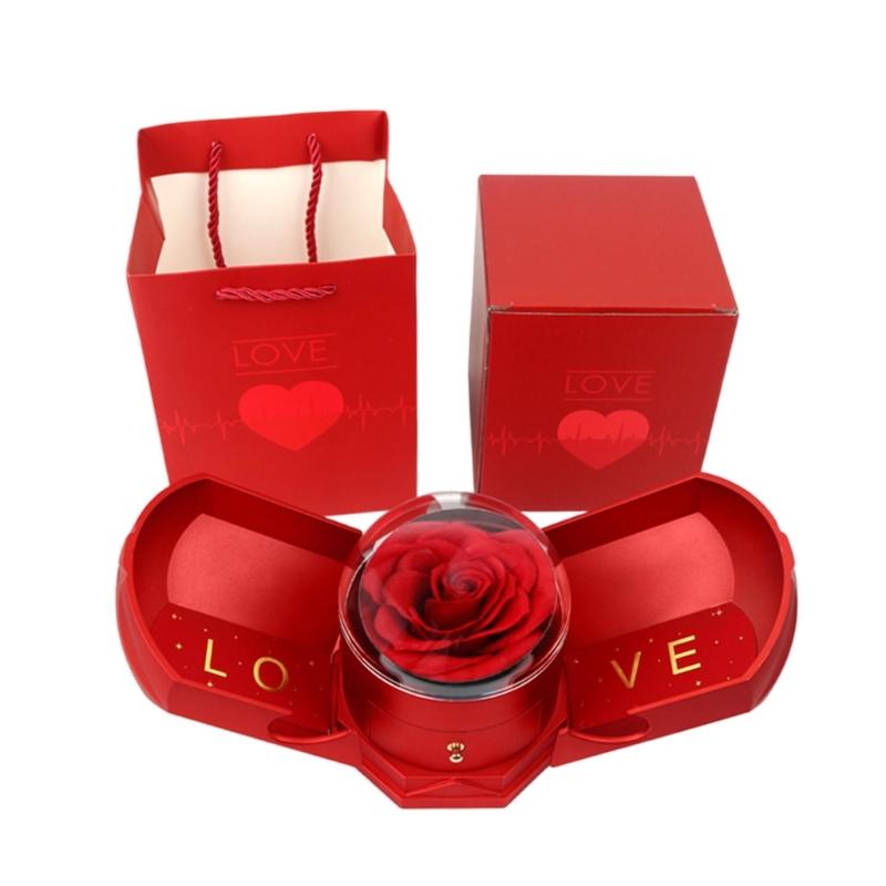 Forever Flower Jewelry Box Creative Flower Jewelry Box Necklace Storage Container for Wife's Special Occasion
