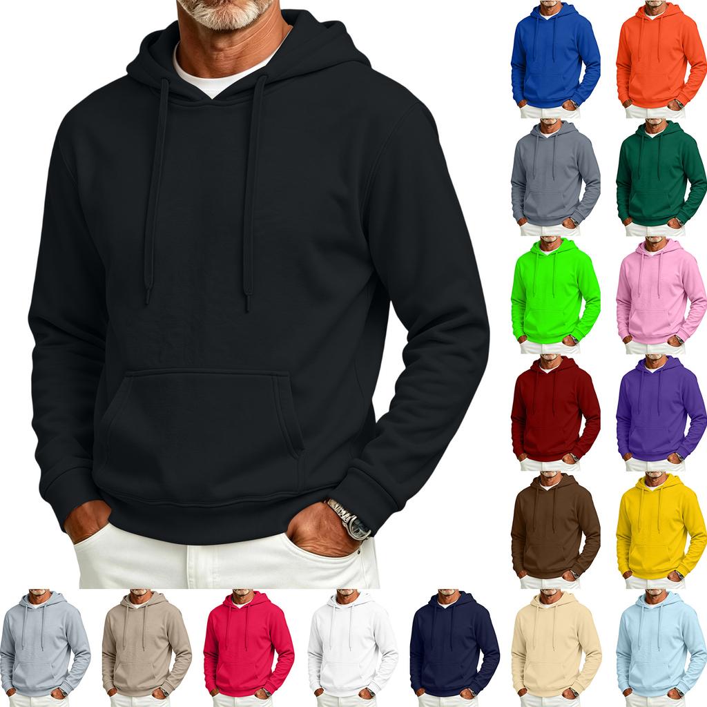 Men's Lined Hoodie Color Casual Pullover