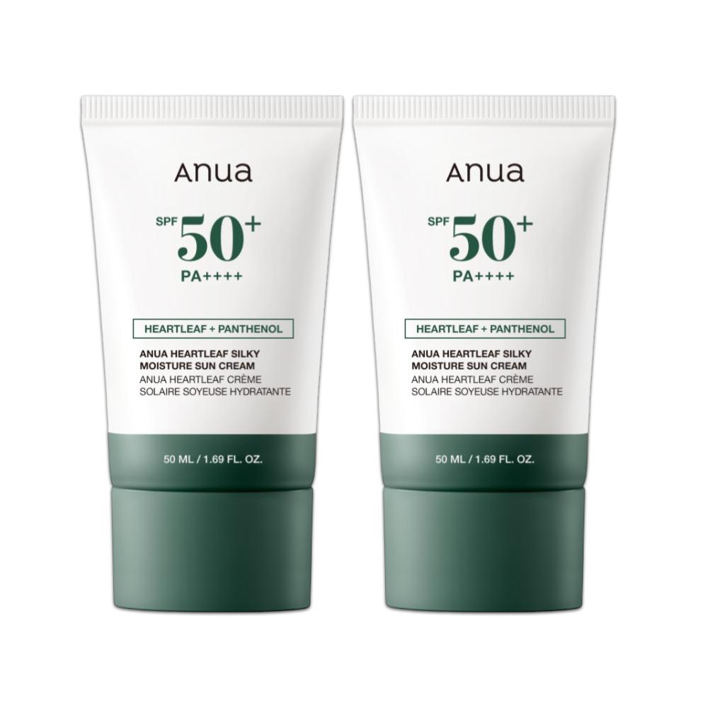 ANUA Heartleaf Silky Moisture Sun Cream 50ml Double Set SPF50+ PA++++ 50ml x 2