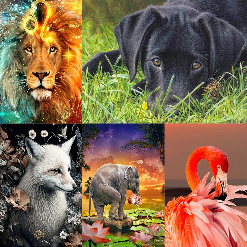 5D DIY-diamantmaleri Ulike dyr Diamantbroderi Korsstingsett Full Rhinestone Mosaikk Hjemdekorasjon
