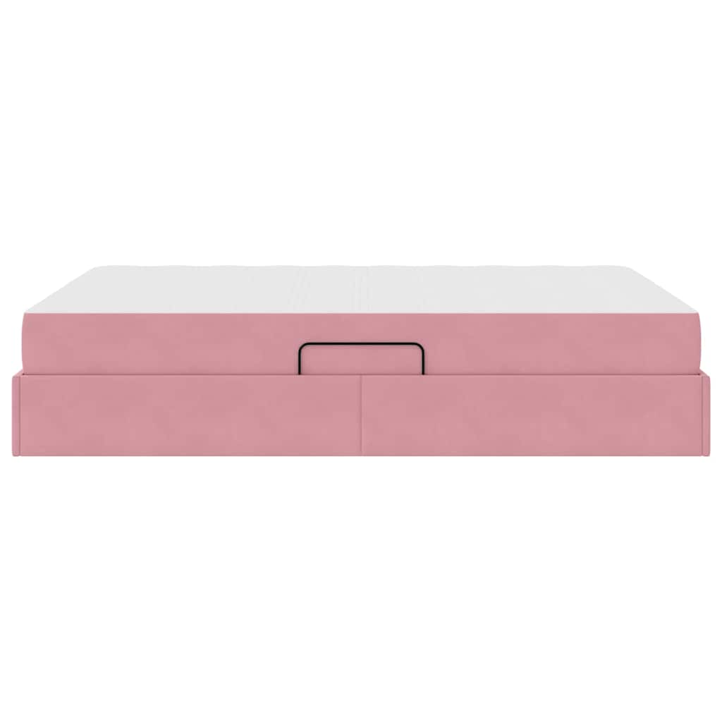 Storage Bed with Mattress Pink 140 x 200 cm Velvet