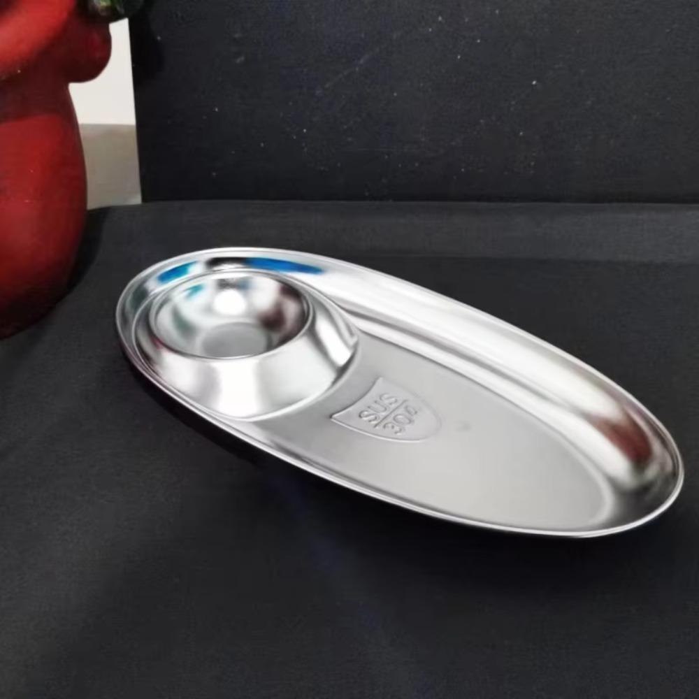 With Sauce Grid Dinner Tray Oval Sushi Plate Dumpling Tray French Fries Plate Hotel