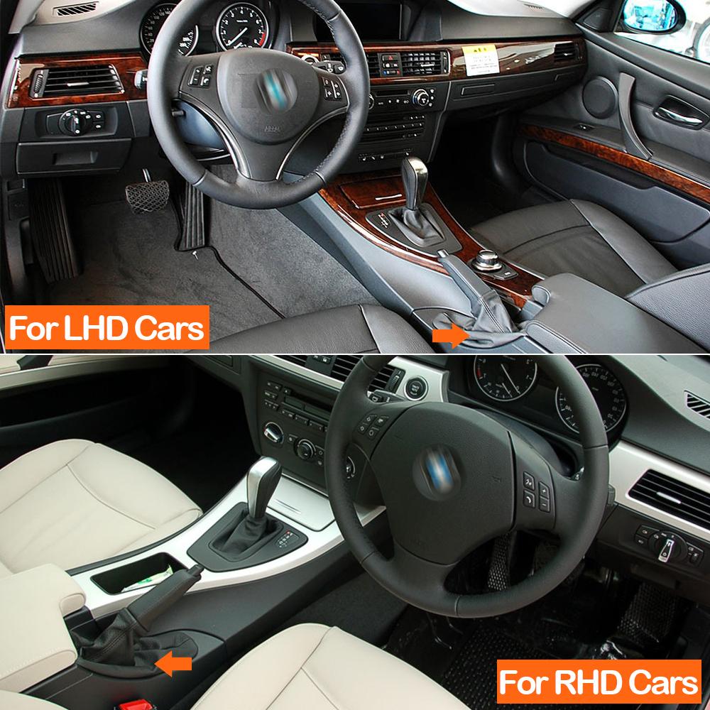 Car Handbrake Brake Handle Leather Lever Gear Frame Cover For BMW 3 Series E90 E91 E92 E93 2005-2011 34427900777 34427155624