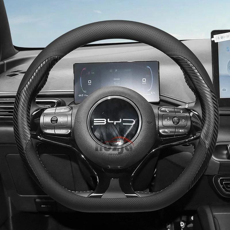 Leder Lenkradbezug für Auto für BYD Atto 3 Yuan Plus TANG Song plus 2022 2023 2024 2025 Kein Nähen von Hand erforderlich Zubehör
