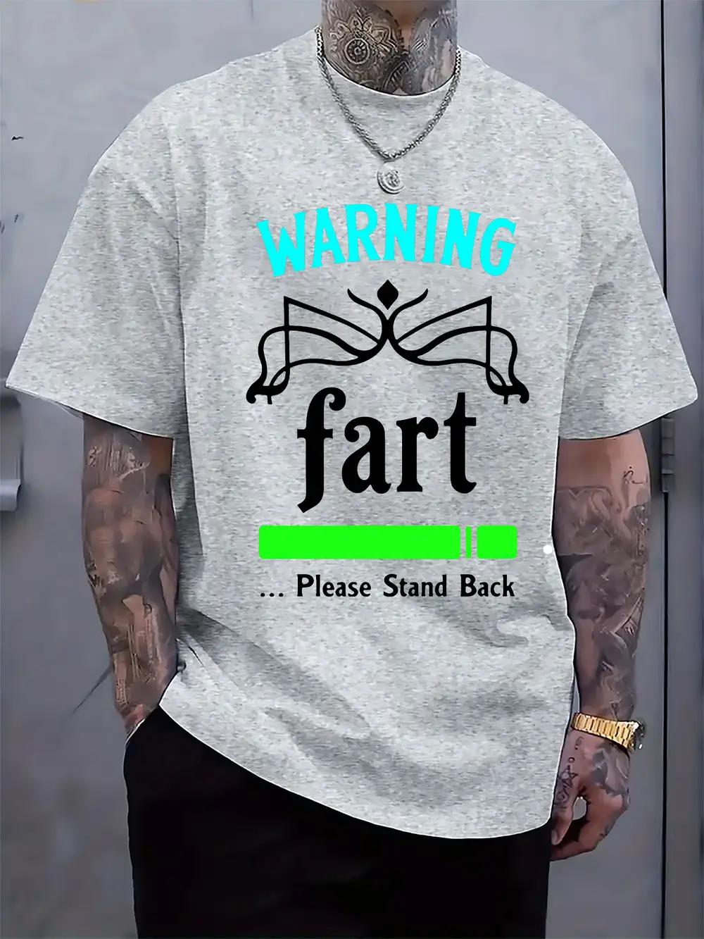 Funny Fart Warning Graphic T-shirt - Humorous Please Stand Back Print S