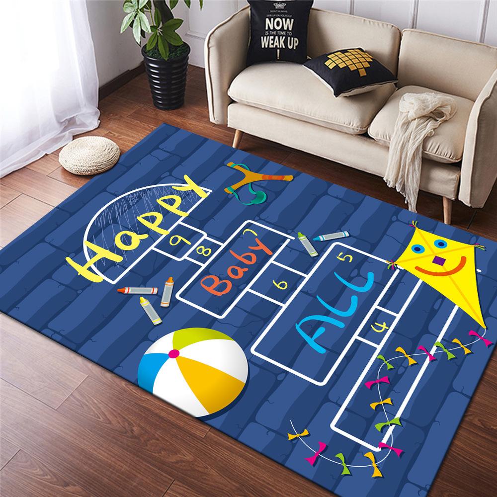 Cartoon Hopscotch Flannel Carpet for Bedroom Living Room Bedside Girl Room Floor Mats Home Decor Layout Sofa Cushion Rug