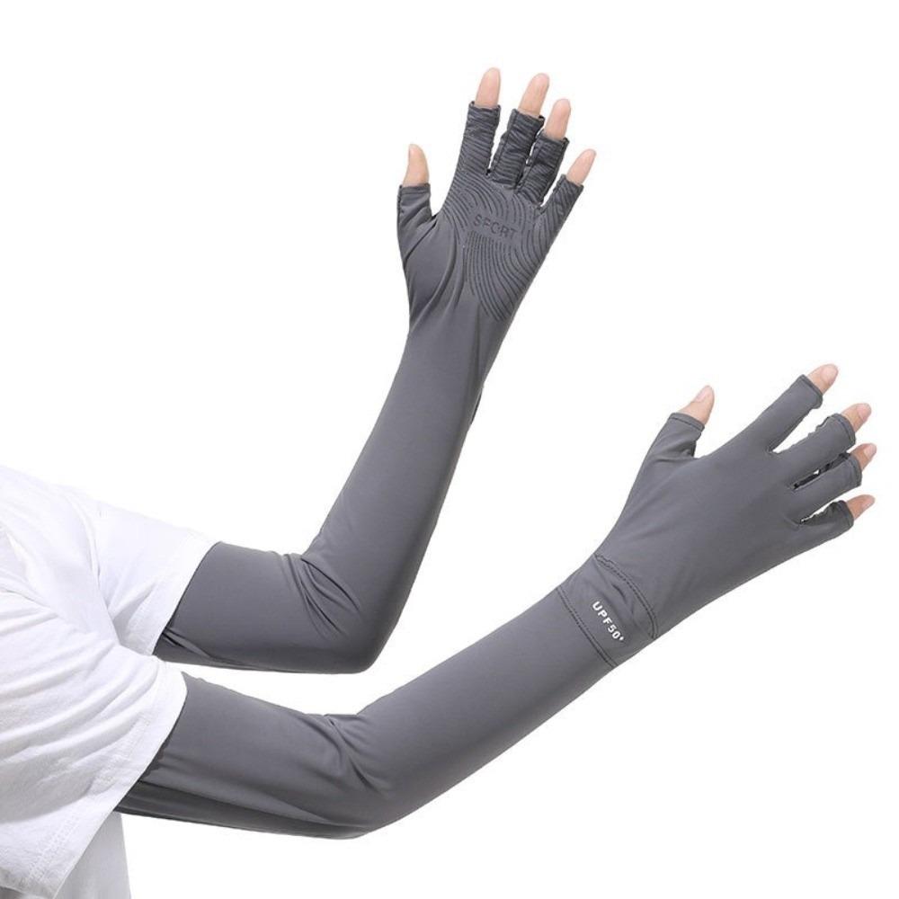 Non-slip Long Sleeve Solid Color Sunscreen Sleeve Gloves Thin Summer Arm Cover  Driving