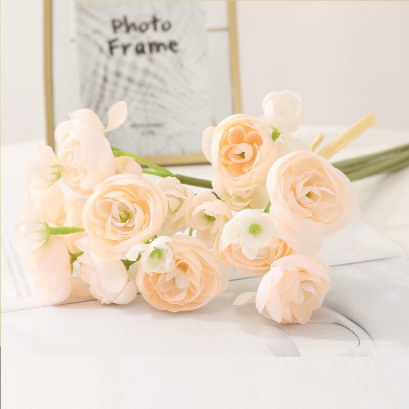 Bouquet European Vintage Artificial Silk Rose Flowers 24 Head Camellia Flowers Wedding and Party Decor