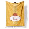 1pc Basketball Hoop Print Flannel Throw Blanket – Sporty Gift for Fans, Home Office Sofa Car Nap