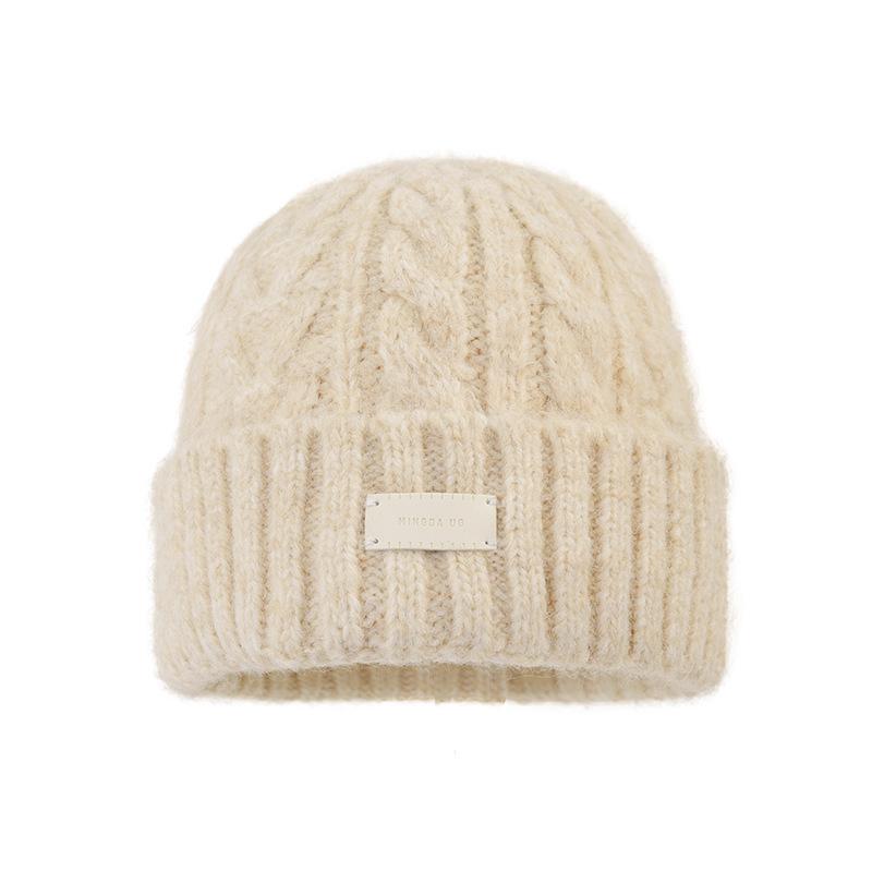 Women s autumn and winter wool knitted wool hat retro khaki headgear warm ear protector cold hat cold-proof and small face