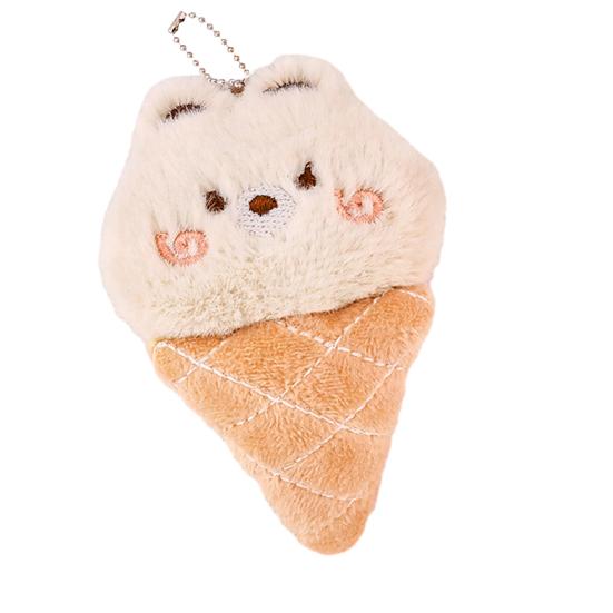 

Брелок Подвеска Мягкая Пушистая Форма Мороженого Брелок Многофункциональный Держатель для Ключей Девочка Снятие Стресса бежевый