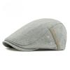 Unisex British Retro Flat Cap Breathable Linen Ivy Cabbie Hat Duckbill Painter Beret Cap Literary Hipster Casual Peaked Hat