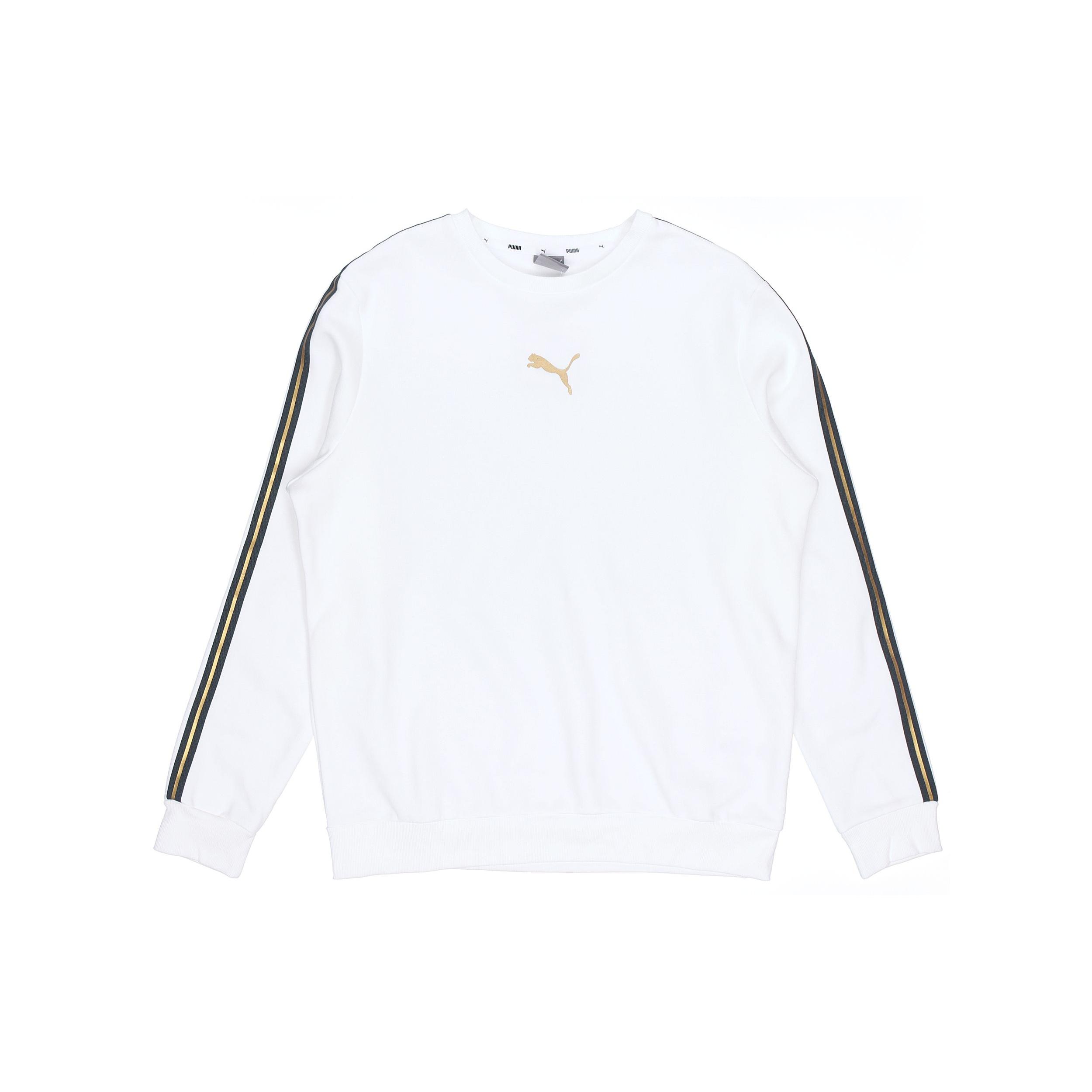 PUMA Metallic Nights Crew Sweatshirt White Black Gold Men s 587141-02 XL