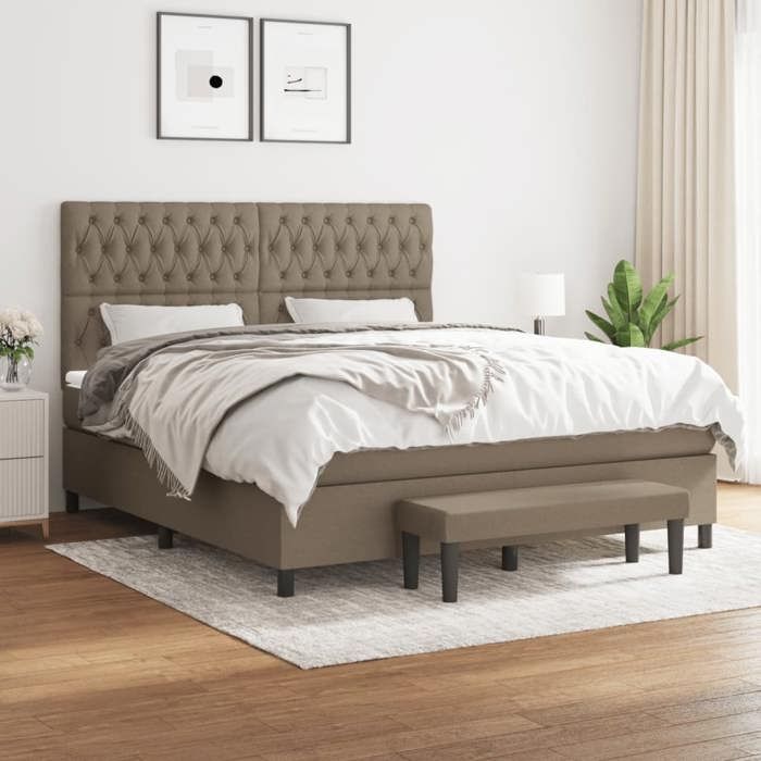 Maison Exclusive - Sommier à lattes de lit avec matelas Taupe 180x200 cm Tissu