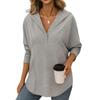Women's Casual Fashion Long-sleeved Solid Color Hooded V-neck Top