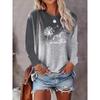 T-shirt casual da donna a maniche lunghe con scollo rotondo