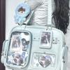 Harajuku Pin Doll 20cm Display Ita Bag Women PU Leather Preppy Style Large Capacity Shoulder Bag Ladies Daily Crossbody Bag Chic