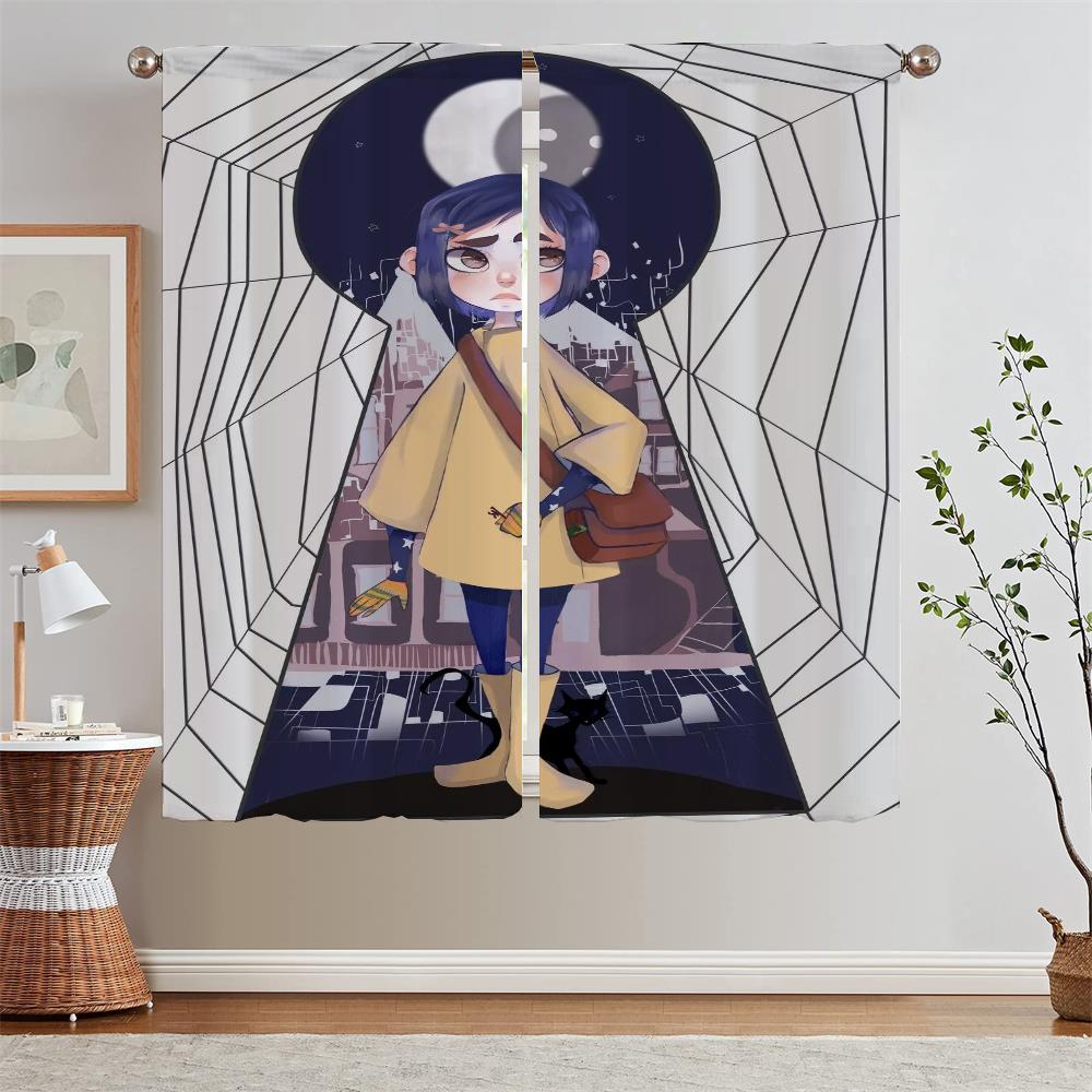 Coralines2 Cabinets for Living Room Decoration Children's Room Curtains Blackout Bathroom Curtain Tiebacks Window Sheer Curtains