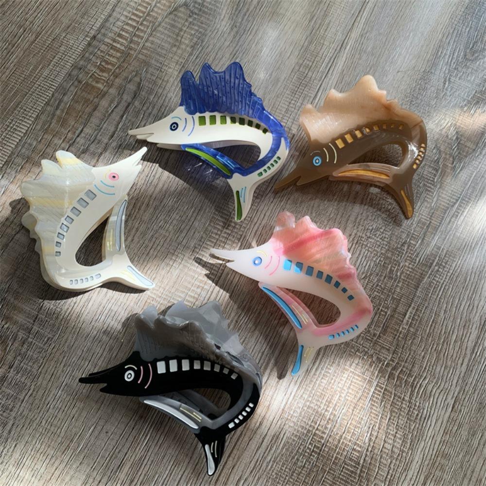 Sweet Acetate Ocean Tunny Hair Clip Fish Marine Organisms Shark Clip Trendy Tuna Hair Claw  Female