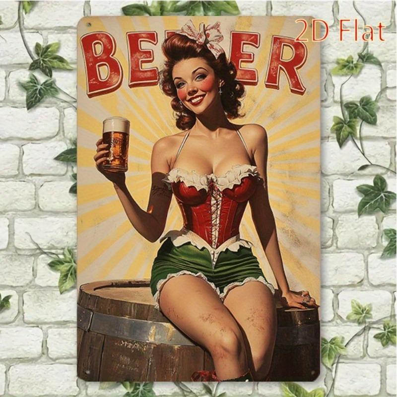Pin-Up Girls Tin Sign, Retro Metal Wall Art