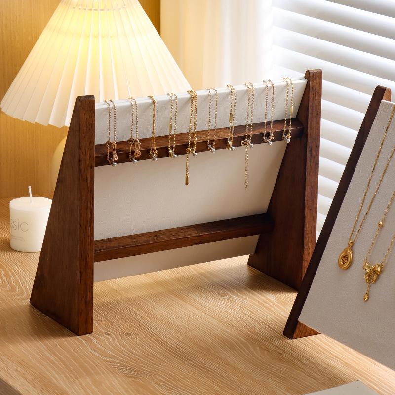 Wooden Design Sloping Necklace Display Stand High-end Bracelet Stand Counter Jewelry Display Equipment Necklace Storage