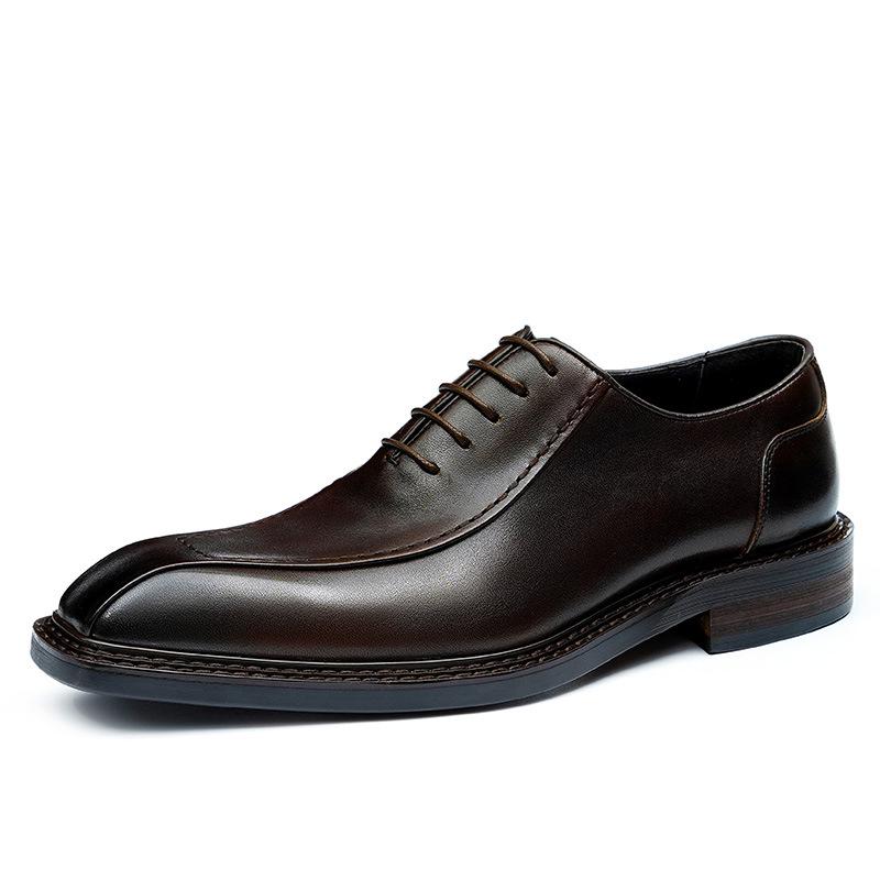 Men's On-the-Go Business Formal Leather Shoes: Soft Sole, Pointed Toe, British Retro Oxford Style.