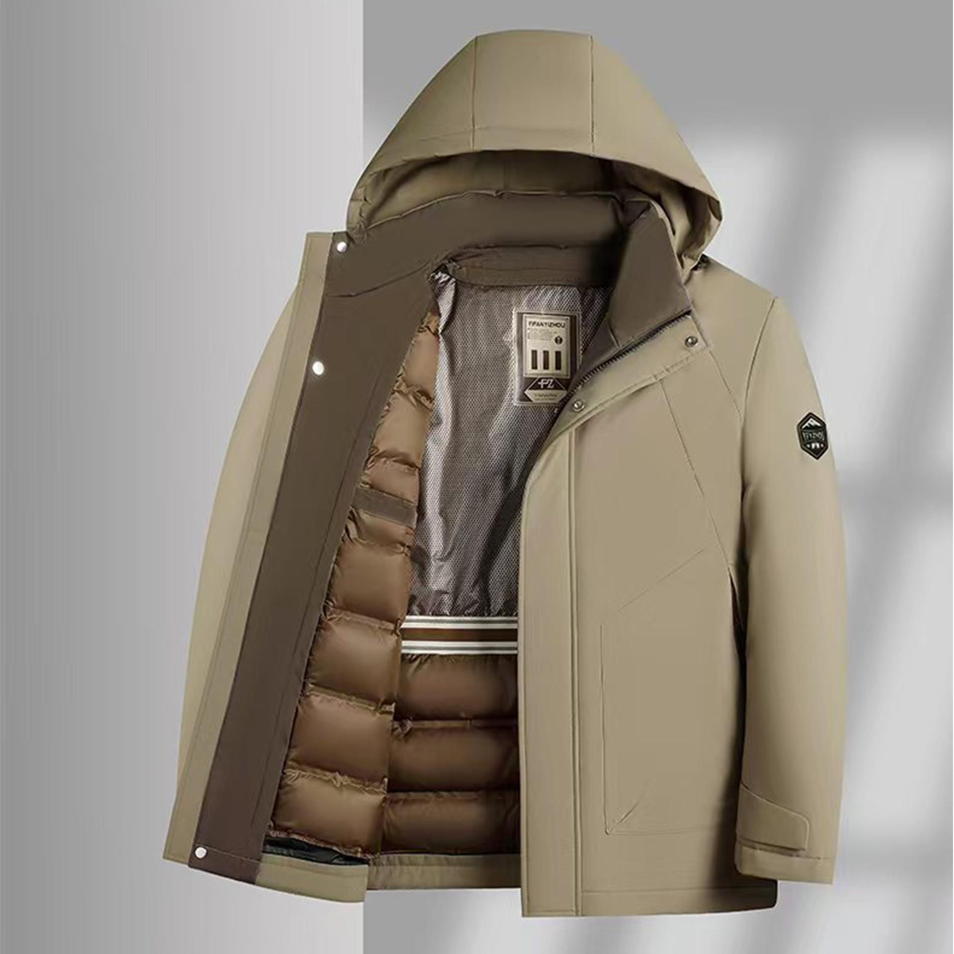 

Detachable Inner Liner Thickened Down Jacket for Men in Winter, White Duck Down, Warm and Trendy Down Cap Coat 5XL