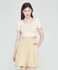 DEPASION Silket Crop Short Sleeve T-Shirt (Yellow)