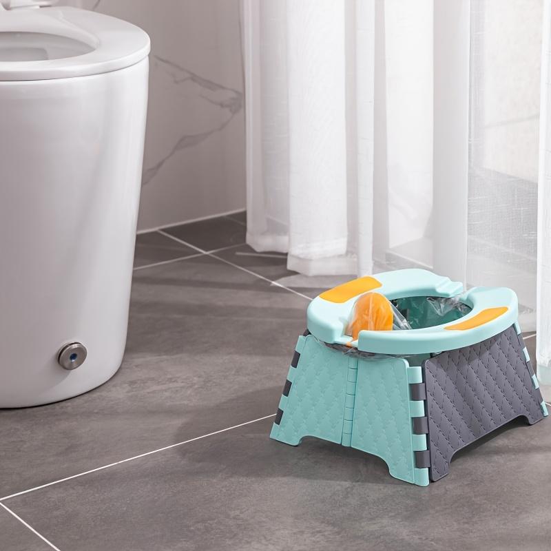 Portable Foldable Travel Toilet for Toddlers Lightweight Durable Plastic Potty Seat Vehicle Mounted Mobile Folding Toilet синий