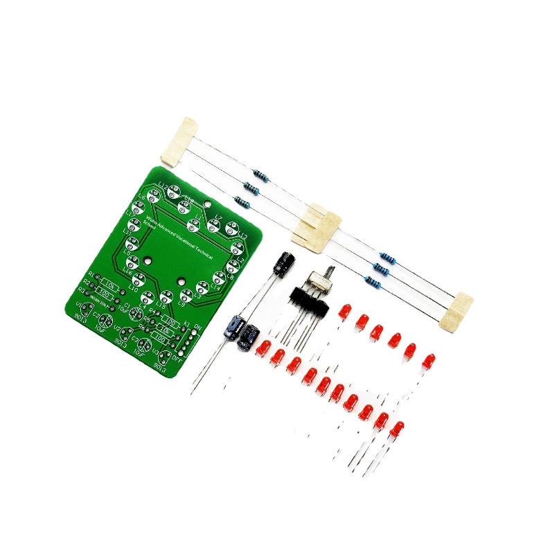 Diy Heart-Shaped Led Flowing Lights Electronic Kit 18 Red Led Light Pcb Soldering Kit With Battery Box Dc3V Circuit Board Module