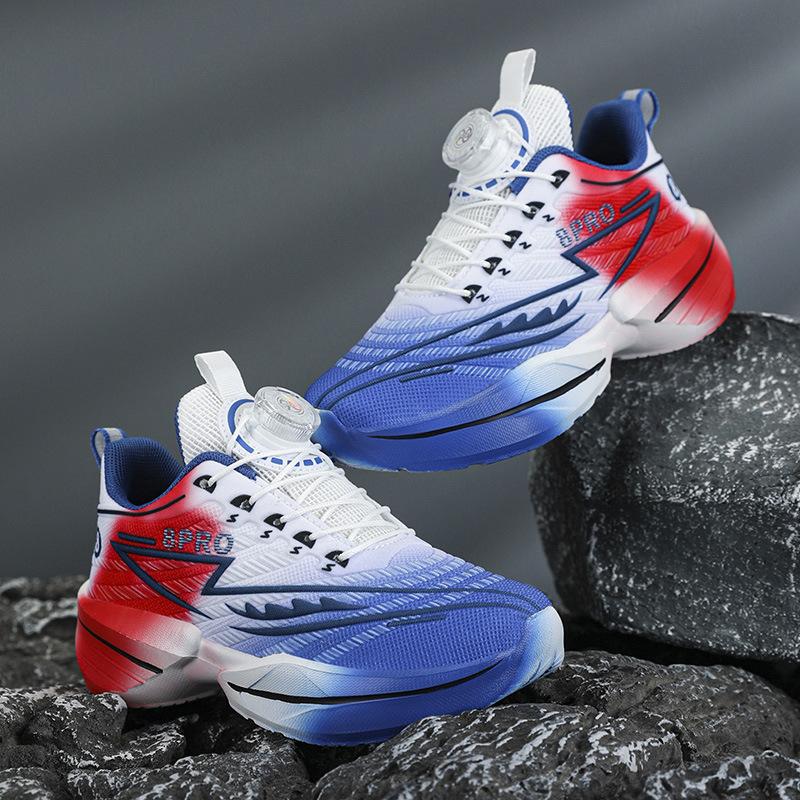 Elementary School Physical Education Class Running Shoes Red Rabbit Children's Sports Shoes 2025 Spring New Soft-soled Mesh Rotating Button