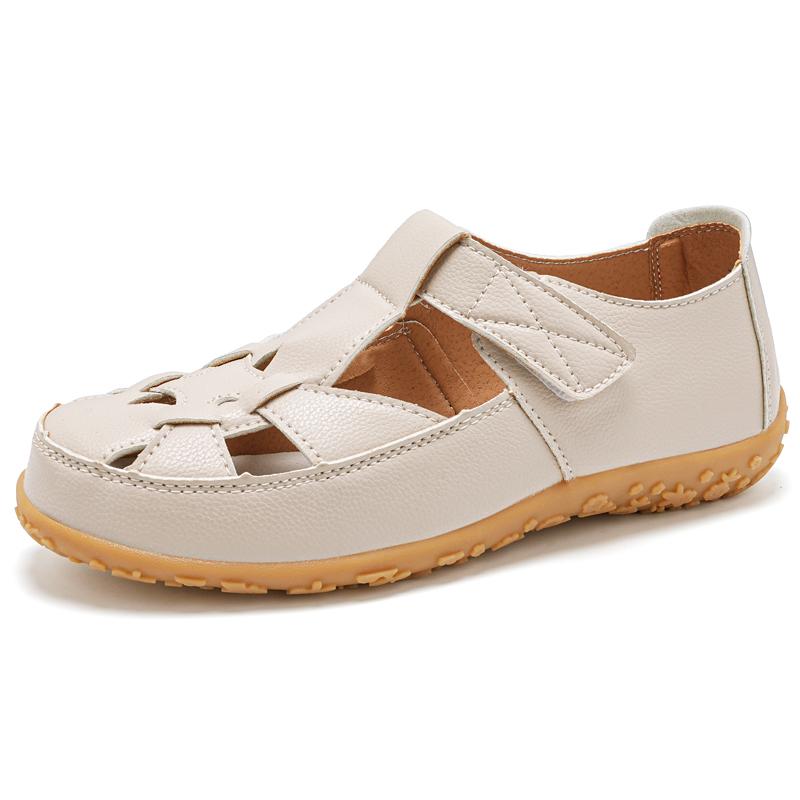 Women's Leather Sandals Summer Essentials Mary Jane Beach Flat Shoes Casual Soft Roman Sandals for Girl Plus Size