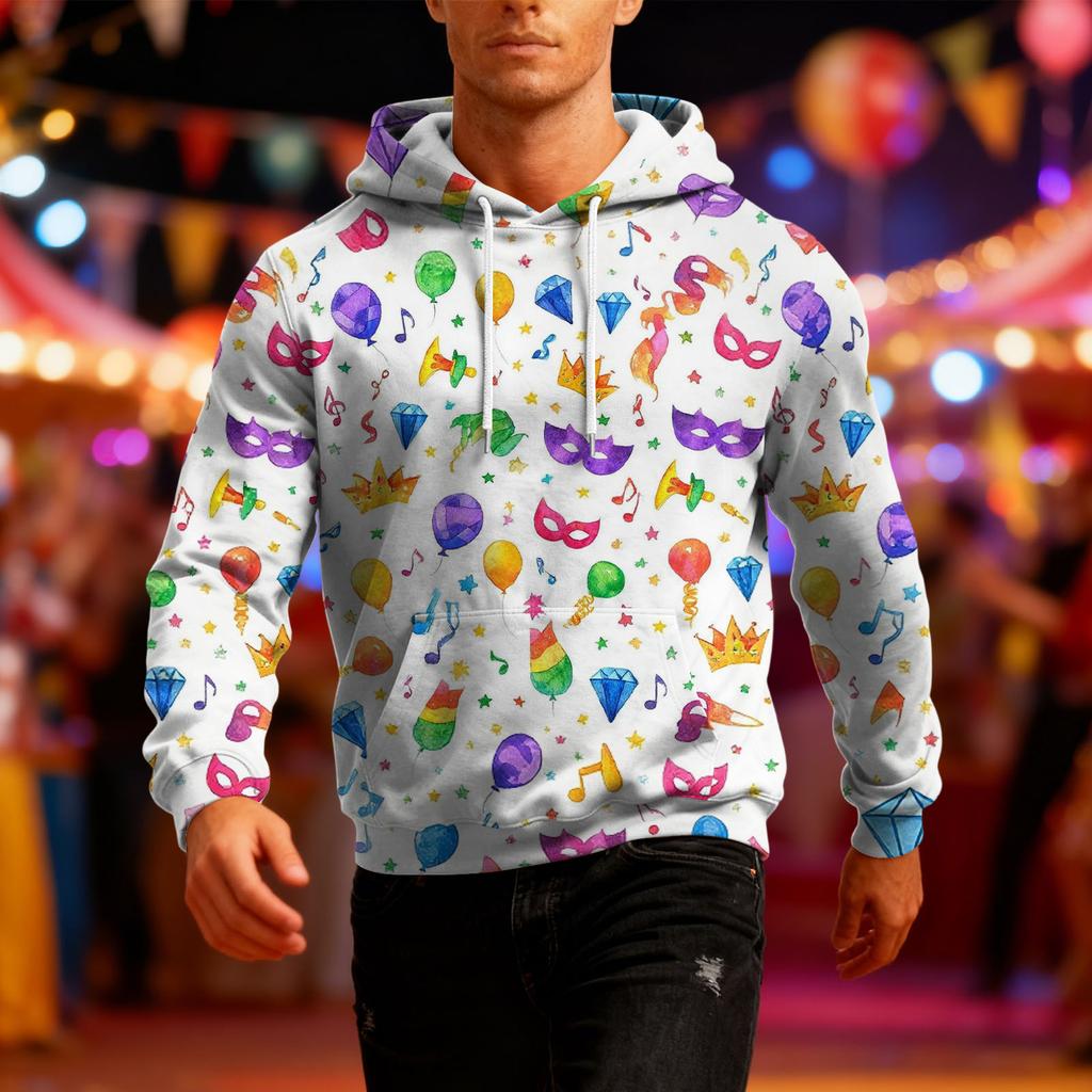 Men's Long-Sleeve Casual Hooded Sweatshirt