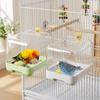 Space Saving 2-in-1 Parrot Bath Tub Transparent Bird Water Food Bowl Bird Cage Feeder  Cockatiels