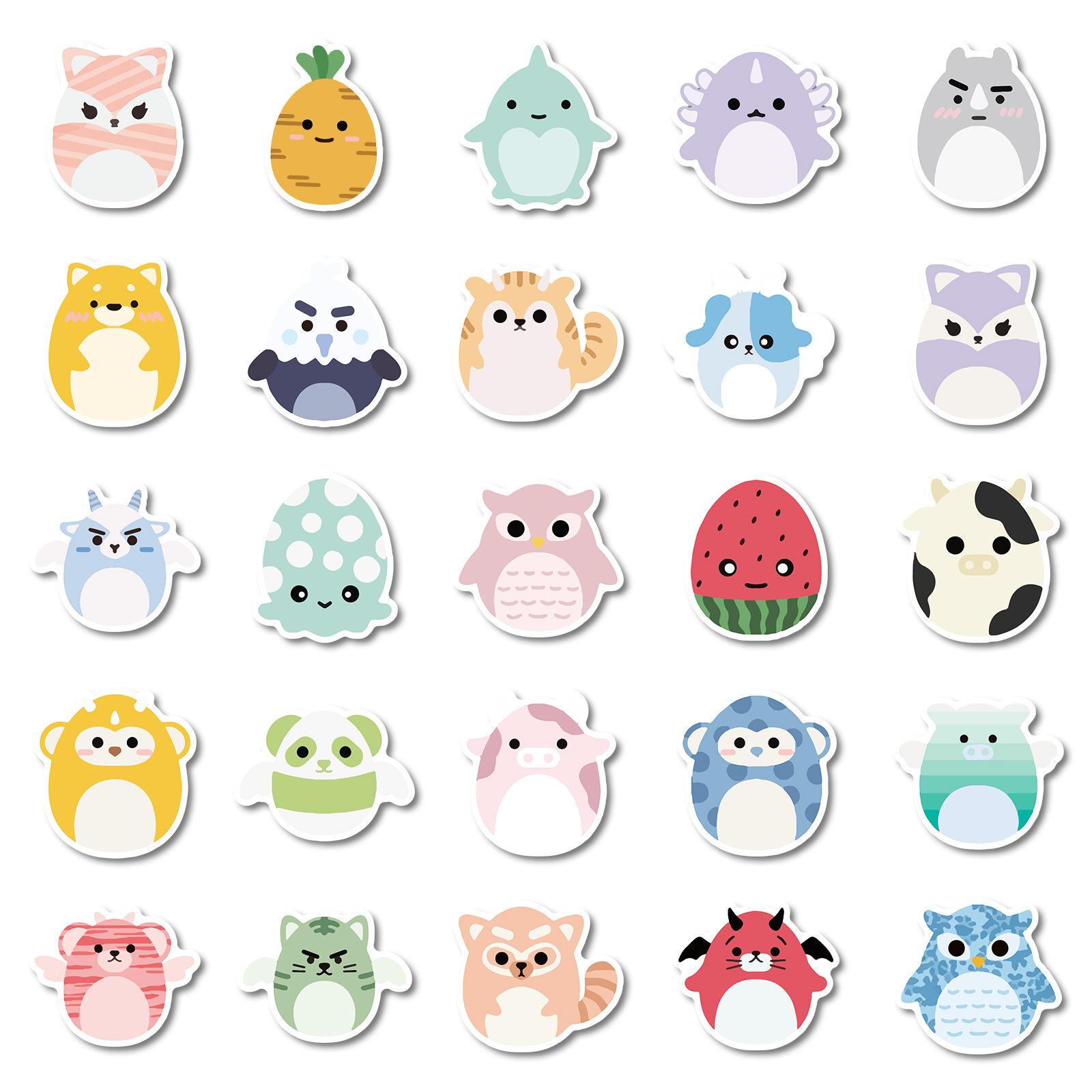 

50 Милых Мультяшных Животных Эльфов Q Версии Водонепроницаемые Наклейки для Украшения Блокнота и Водного Стакана