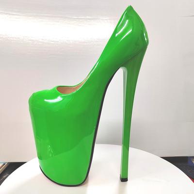 Mode Frühling und Herbst Neu Ultrahoher Absatz 22cm Grüne Bonbonfarbe High Heels Übergröße Damenschuhe Sexy Modellschuhe Hasse Himmelhoch