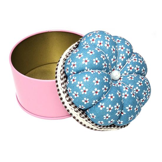 Needle Cushion Box Soft Multi-use Fabric Creative Flower Pattern Pin Cushion Box for Home