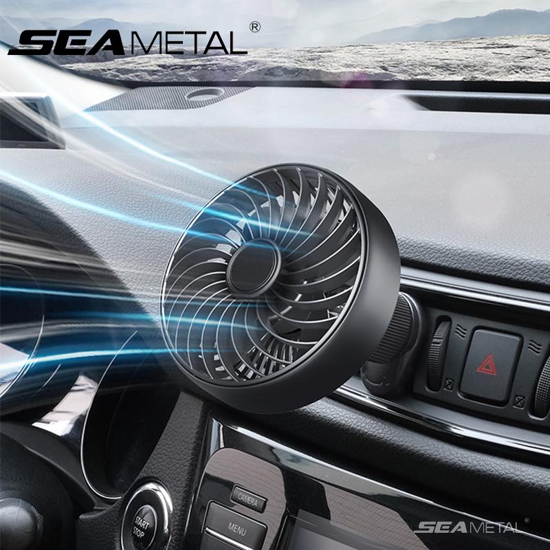 SEAMETAL Car Fan Air Outlet Fan 360 Rotating 3-speed Adjustable Cooling Wind Car Air Vent Conditioning Cold Fan