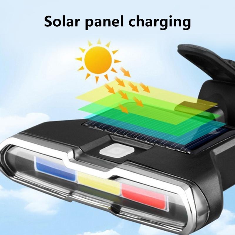 Rechargeable Solar Bike Tail Light Cycling Safety Warning Lamp Tail Light Bicycles Taillight Mountain Bike Accessories