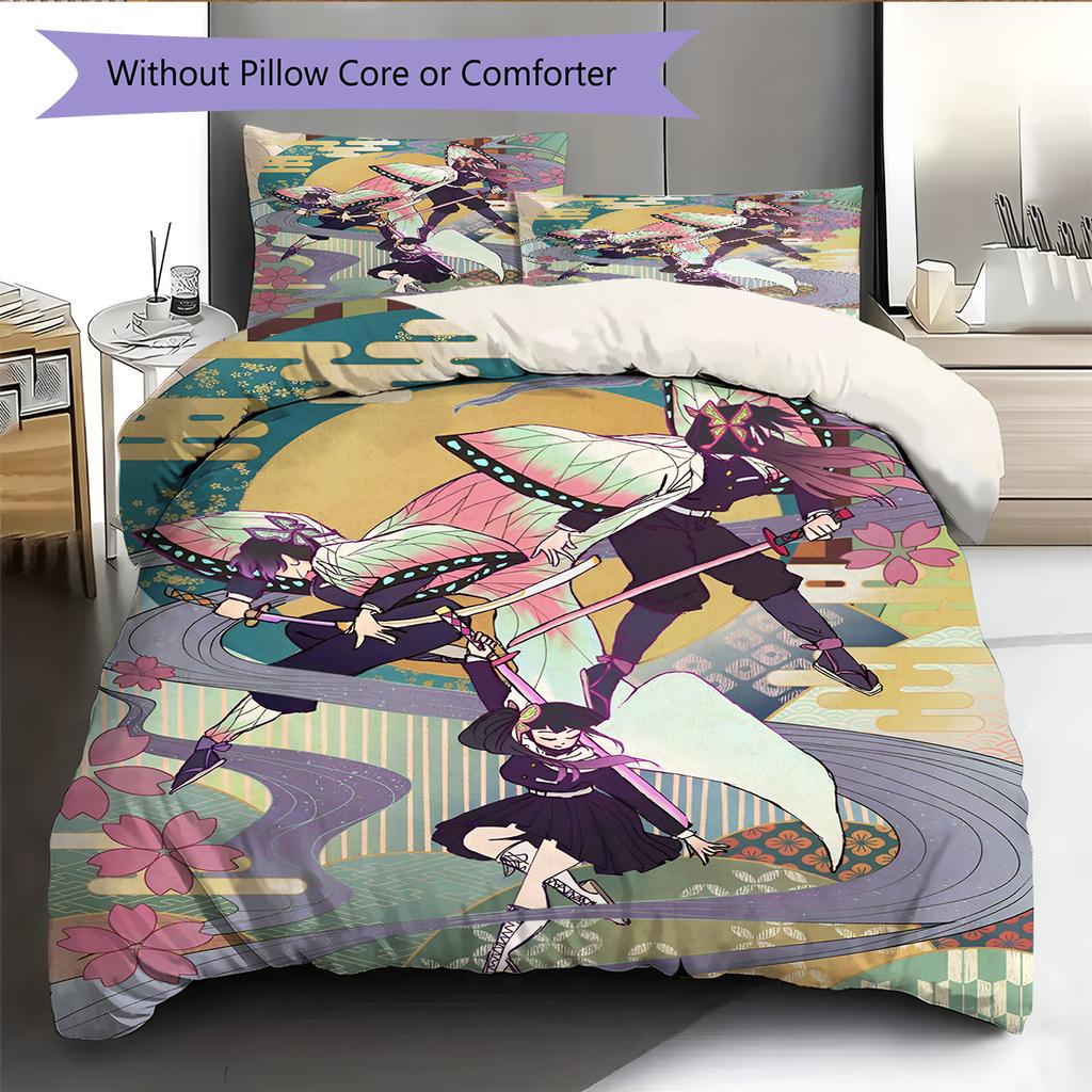 Set Copripiumino Trapuntato con Motivo Anime Federe Decorazione Casa Regalo di Compleanno (1 * copripiumino + 2 * federa, senza nucleo)