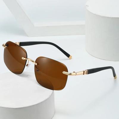 Metallrahmen Rechteckige Sonnenbrille Mode Damen Herren Quadratische Sonnenbrille Randlose Brille UV400 Schutz Occhiali Da Sole Uomo