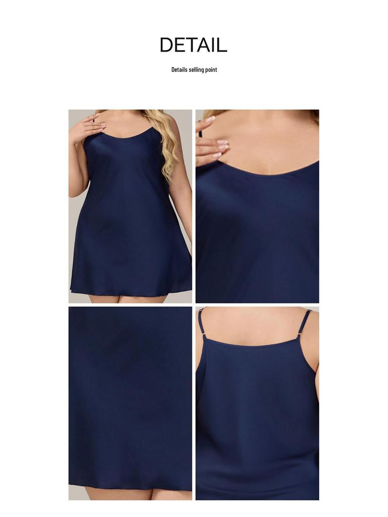 Yaoting Plus Size Spaghetti Strap Satin Chiffon Pajamas for Women - Summer Nightgown Homewear