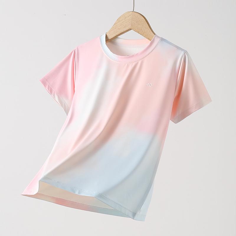 Children's Quick-Dry Tie-Dye Ice Silk T-Shirt - Summer 2025 Short Sleeve Sports Top for Girls & Boys