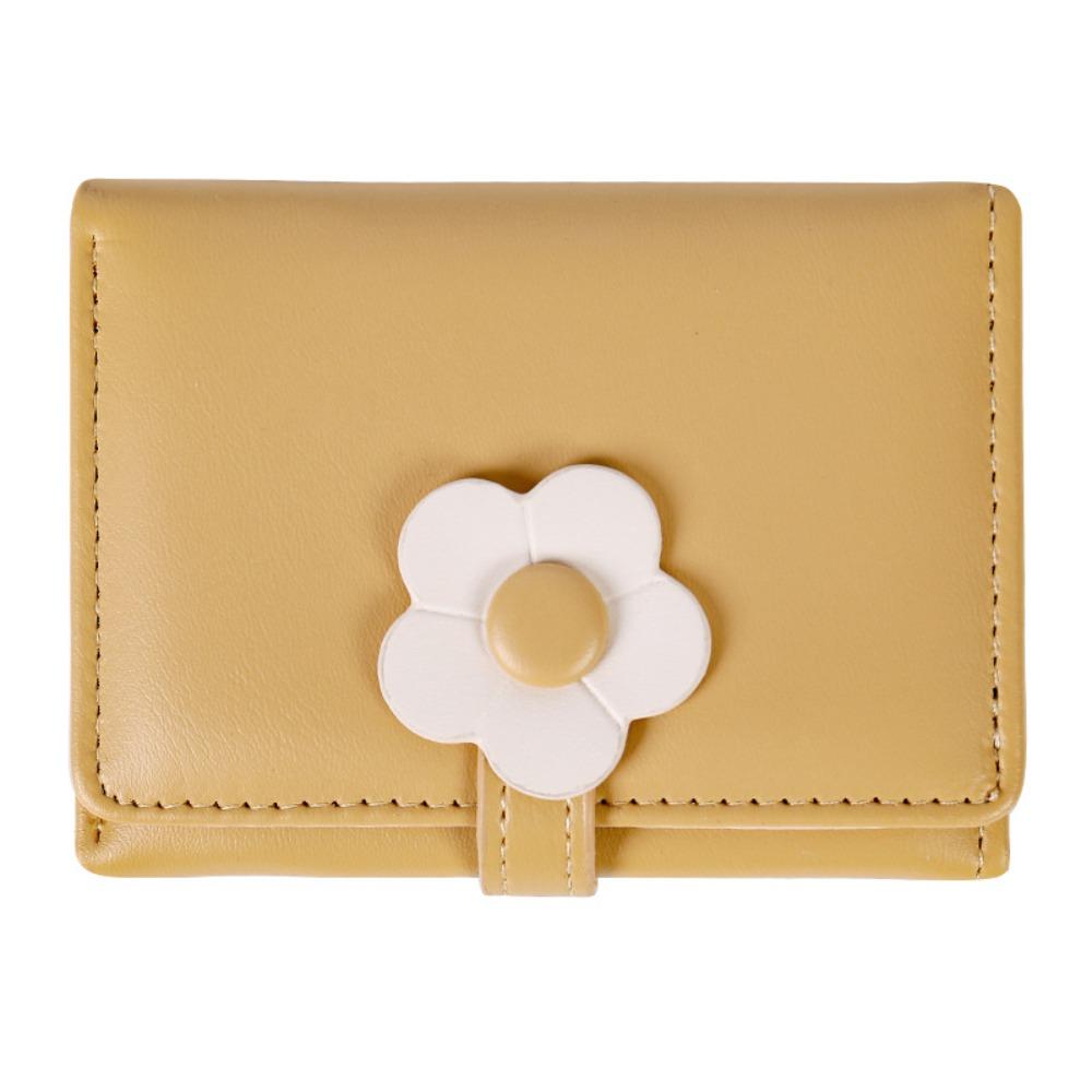 

Coin Purse Folding Purse Multi-card Three-fold Wallet Simple Flower Short Wallet Student чёрный
