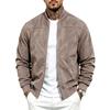 Men's Color Long Sleeve Zip-Up Jacket with Stand Collar for Casual Sporty Wear
