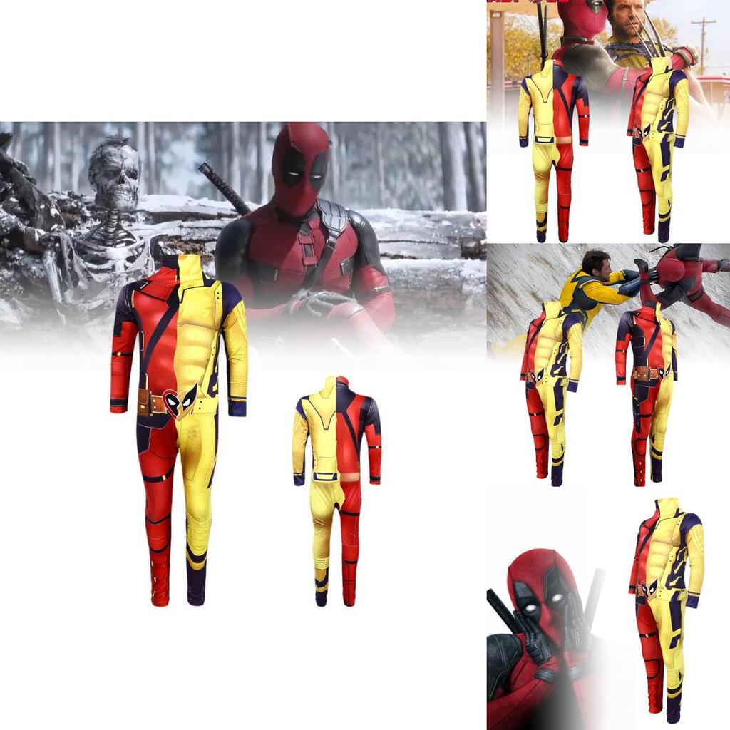 Deadpool Wolverine 3d Cosplay Costume For Men Comfortable Stretchy Spandex Suit