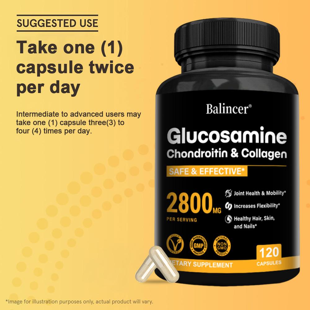 Glucosamin Nahrungsergänzungsmittel, Mit Chondroitinsulfat, Kollagenpeptid, 120 Kapseln