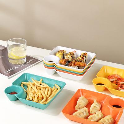 Multi-purpose French Fries Ketchup Holder Dumpling Plate With Vinegar Plate Snack Dish 2-Grid Spices Dish Dumplings Dessert