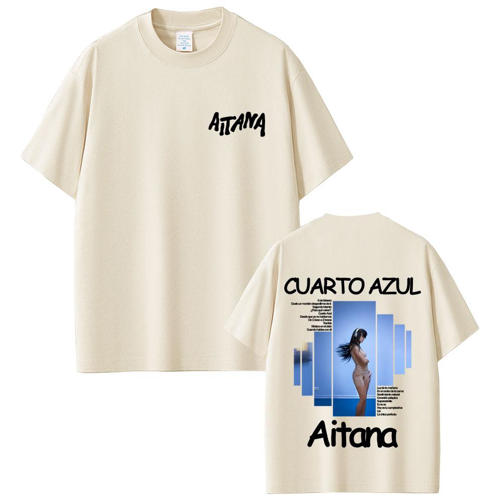 Singer Aitana CUARTO AZUL Album Graphic Tshirt Men Women Hip Hop Fashion Oversized T Shirts Male Casual Cotton Vintage Tshirts